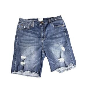 Celebrity Pink Bermuda Shorts‎ 13/31 Distressed Med Blue Denim